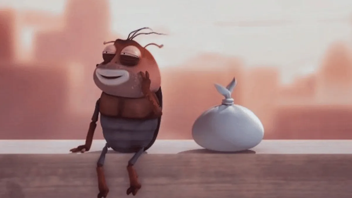 kumbang kotoran di kartun larva