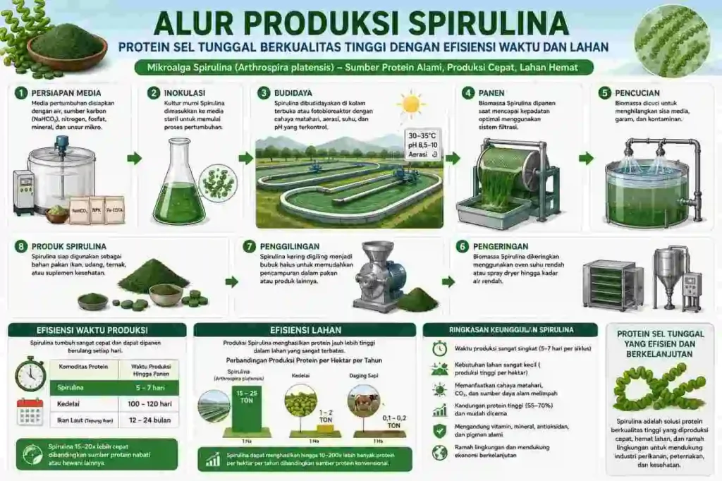 ilustrasi alur produksi spirulina ilusrasi alur produksi spirulina